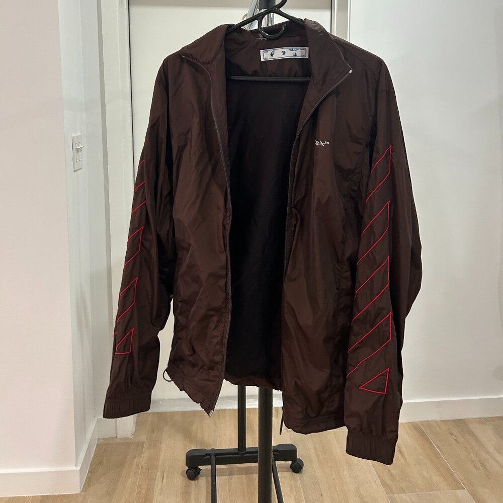 OFF-WHITE ZIP-UP FUNNEL JACKET BROWN/RED - Picture 2 of 5